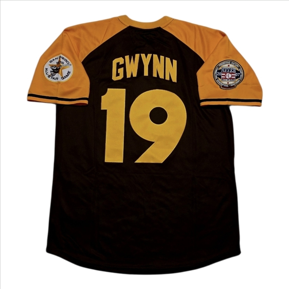 Tony Gwynn San Diego Padres 1982 Throwback Jersey Stitched NEW With HOF Patch!